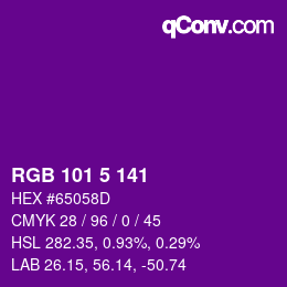 Código de color: RGB 101 5 141 | qconv.com