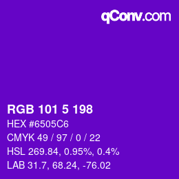 Color code: RGB 101 5 198 | qconv.com