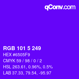 Color code: RGB 101 5 249 | qconv.com