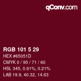 Color code: RGB 101 5 29 | qconv.com