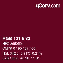 Color code: RGB 101 5 33 | qconv.com