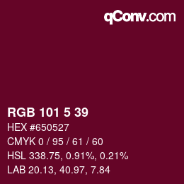 Color code: RGB 101 5 39 | qconv.com