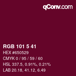 Color code: RGB 101 5 41 | qconv.com