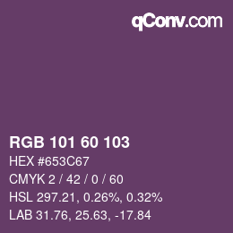 Color code: RGB 101 60 103 | qconv.com