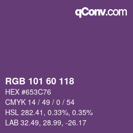 カラーコード: RGB 101 60 118 | qconv.com