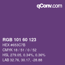 カラーコード: RGB 101 60 123 | qconv.com