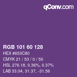 カラーコード: RGB 101 60 128 | qconv.com