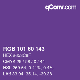 カラーコード: RGB 101 60 143 | qconv.com