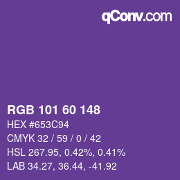 Color code: RGB 101 60 148 | qconv.com
