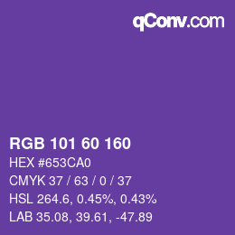 颜色代码: RGB 101 60 160 | qconv.com