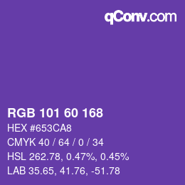 カラーコード: RGB 101 60 168 | qconv.com