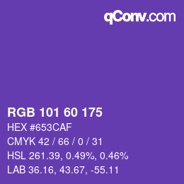 颜色代码: RGB 101 60 175 | qconv.com