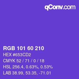 カラーコード: RGB 101 60 210 | qconv.com