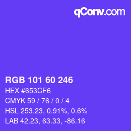 カラーコード: RGB 101 60 246 | qconv.com