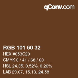 カラーコード: RGB 101 60 32 | qconv.com