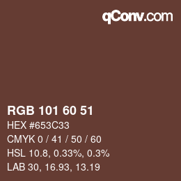 Color code: RGB 101 60 51 | qconv.com