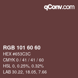 カラーコード: RGB 101 60 60 | qconv.com