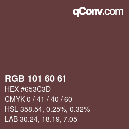 Color code: RGB 101 60 61 | qconv.com