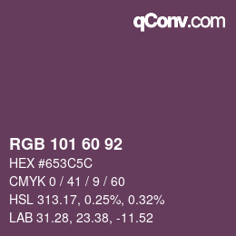 カラーコード: RGB 101 60 92 | qconv.com