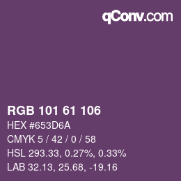 Color code: RGB 101 61 106 | qconv.com