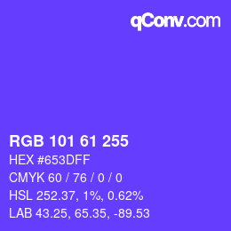 Color code: RGB 101 61 255 | qconv.com