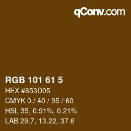 Color code: RGB 101 61 5 | qconv.com