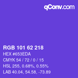 Color code: RGB 101 62 218 | qconv.com