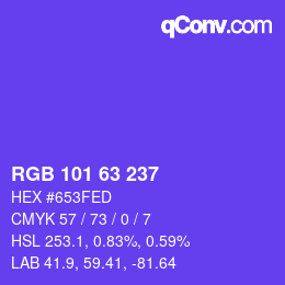 Color code: RGB 101 63 237 | qconv.com