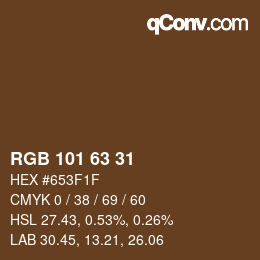 Color code: RGB 101 63 31 | qconv.com