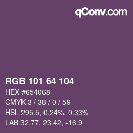 Color code: RGB 101 64 104 | qconv.com
