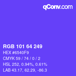 Color code: RGB 101 64 249 | qconv.com