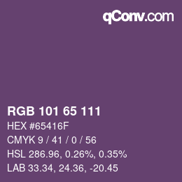 Farbcode: RGB 101 65 111 | qconv.com