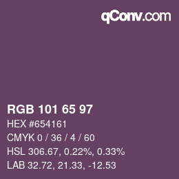 Color code: RGB 101 65 97 | qconv.com