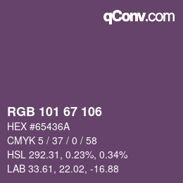 颜色代码: RGB 101 67 106 | qconv.com
