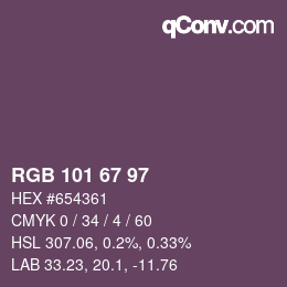 颜色代码: RGB 101 67 97 | qconv.com
