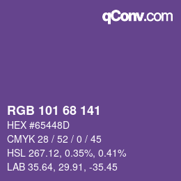 Color code: RGB 101 68 141 | qconv.com