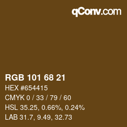 Color code: RGB 101 68 21 | qconv.com