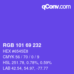 Farbcode: RGB 101 69 232 | qconv.com