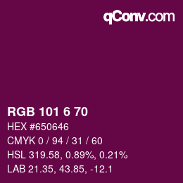 颜色代码: RGB 101 6 70 | qconv.com