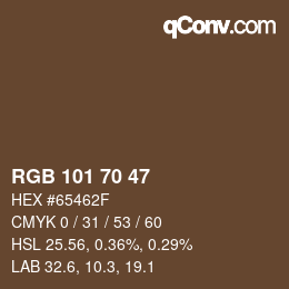 Color code: RGB 101 70 47 | qconv.com