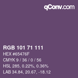 Color code: RGB 101 71 111 | qconv.com