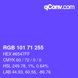Color code: RGB 101 71 255 | qconv.com