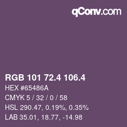 カラーコード: RGB 101 72.4 106.4 | qconv.com