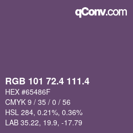 カラーコード: RGB 101 72.4 111.4 | qconv.com