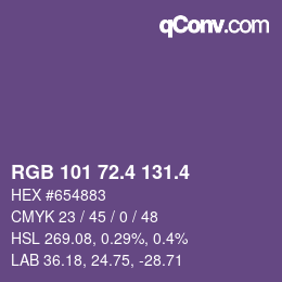 カラーコード: RGB 101 72.4 131.4 | qconv.com