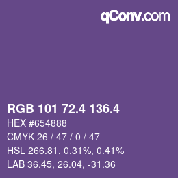 カラーコード: RGB 101 72.4 136.4 | qconv.com
