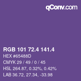カラーコード: RGB 101 72.4 141.4 | qconv.com