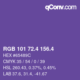 カラーコード: RGB 101 72.4 156.4 | qconv.com
