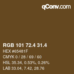 カラーコード: RGB 101 72.4 31.4 | qconv.com
