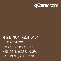 カラーコード: RGB 101 72.4 51.4 | qconv.com
